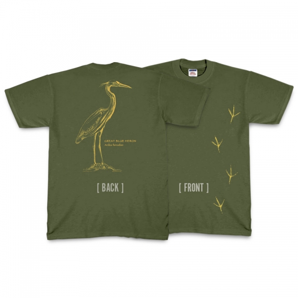 Great Blue Heron (with tracks) T-shirt