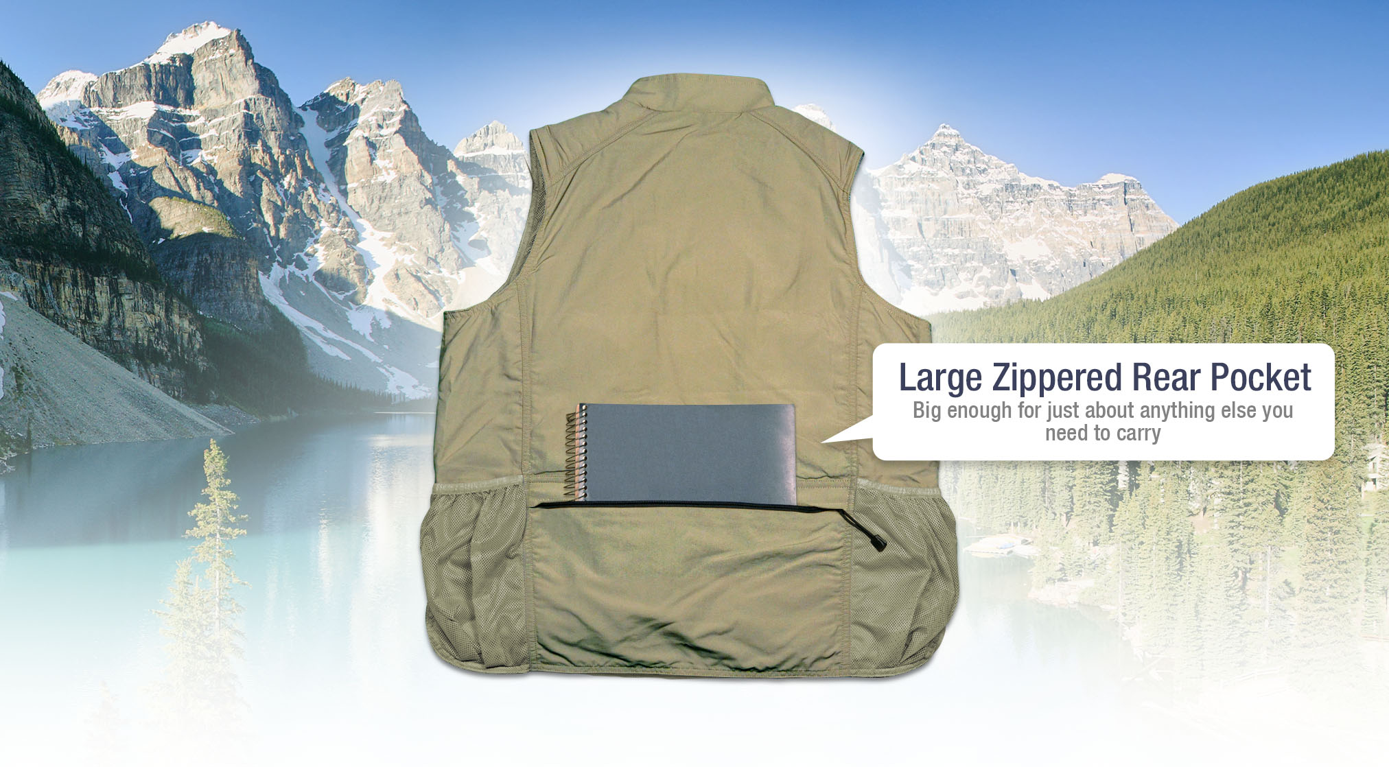 Large Zippered Rear Pocket big enough for just about anything else you need to carry
